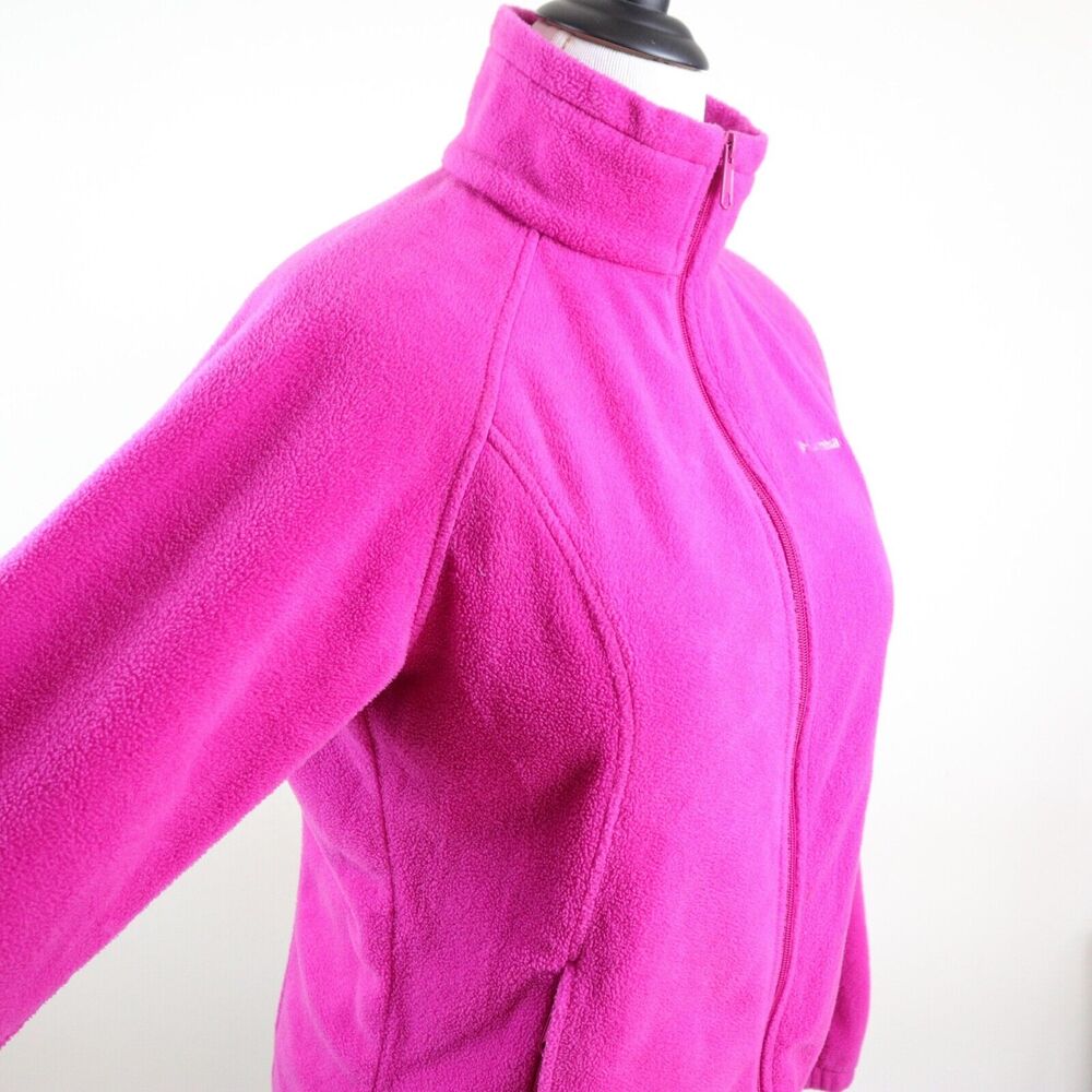 Columbia Women's L Fleece Full Zip Jacket Vibrant Pink Mock Neck - Picture 7 of 12